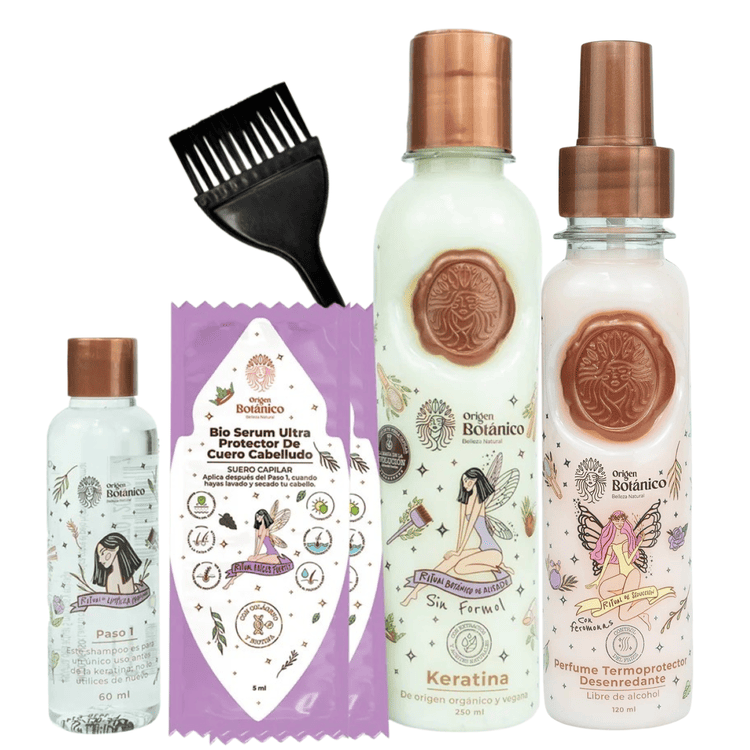 KIT Keratina Evolución 250ML - Mediana (2 personas) + Perfume Termoprotector Ritual de Seducción (Rosa) + Cepillo Aplicador