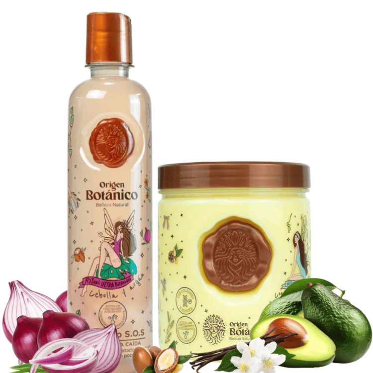 KIT 2 Crecimiento Acelerado y Ultrareparador S.O.S. : Shampoo de Cebolla + Mascarilla Bomba Botánica S.O.S.